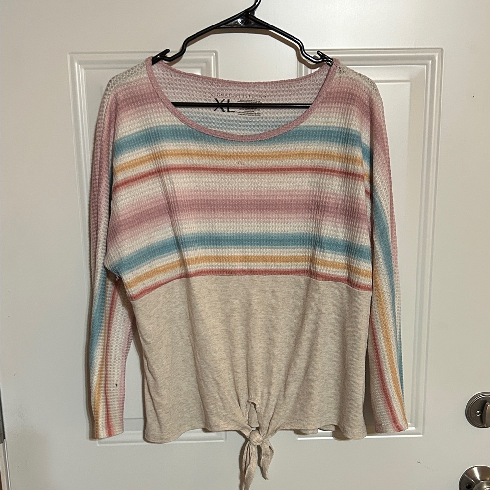 Signature Studio Multicolor Striped Long Sleeve Top